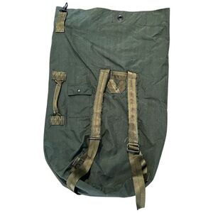 Vintage US Military Army Green Canvas Duffle Bag Backpack 36x24